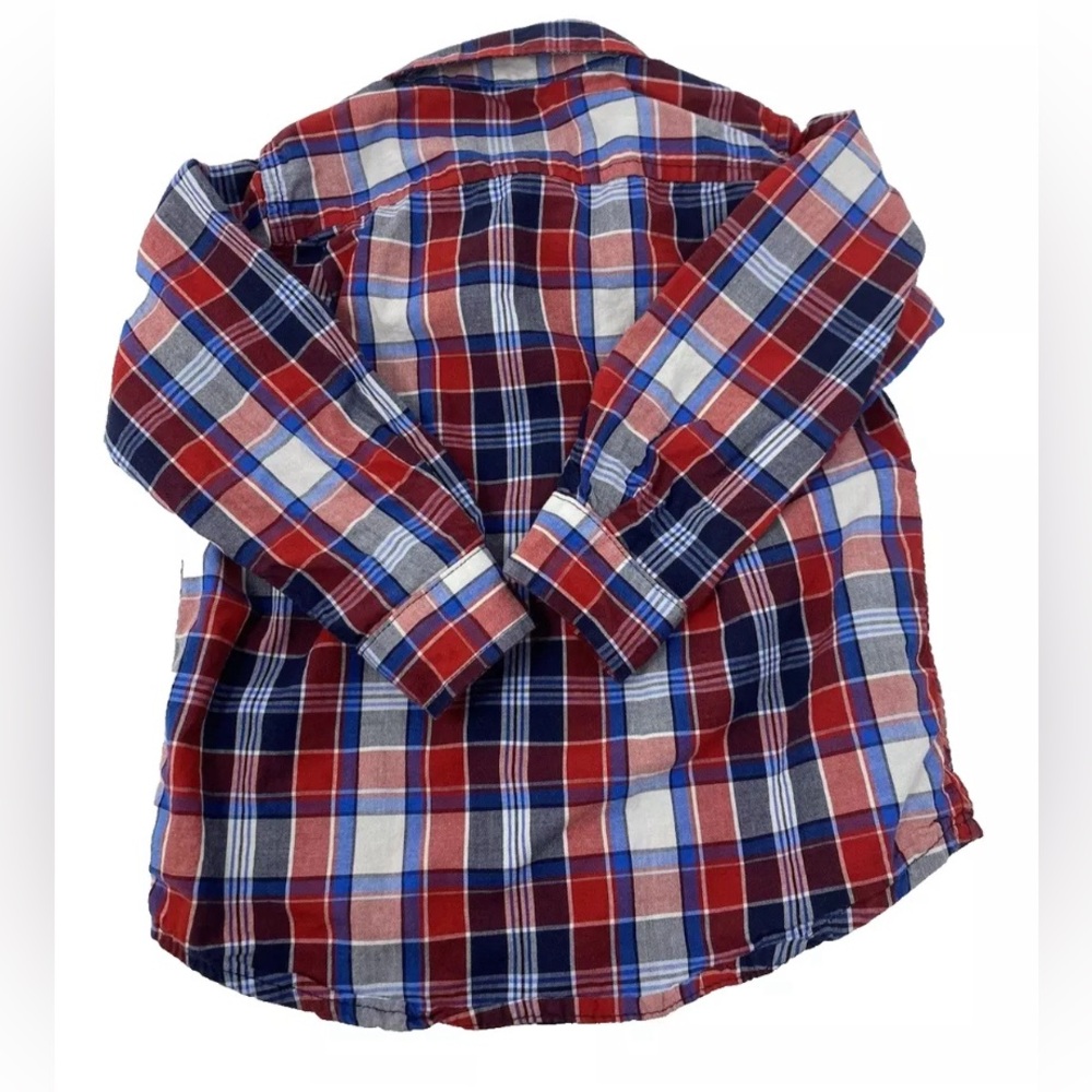 The Children’s Place Boys Long Sleeve Button Down Shirt 3T-& Jeans Red/Blue